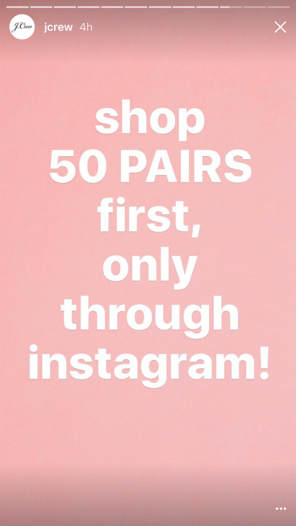 J Crew Instagram Story
