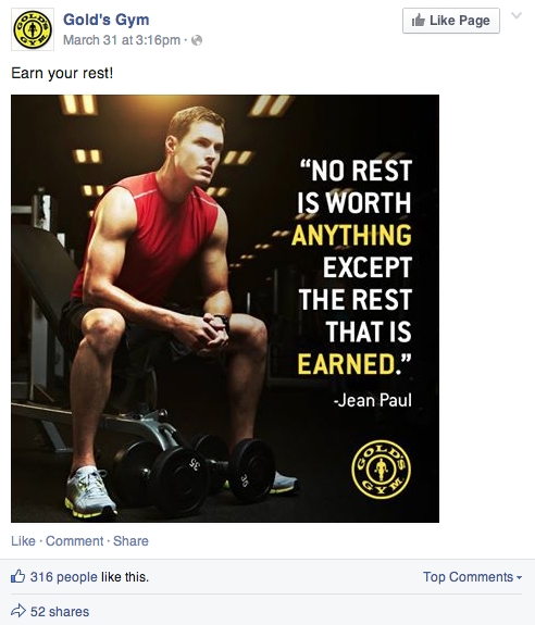 golds gym facebook post