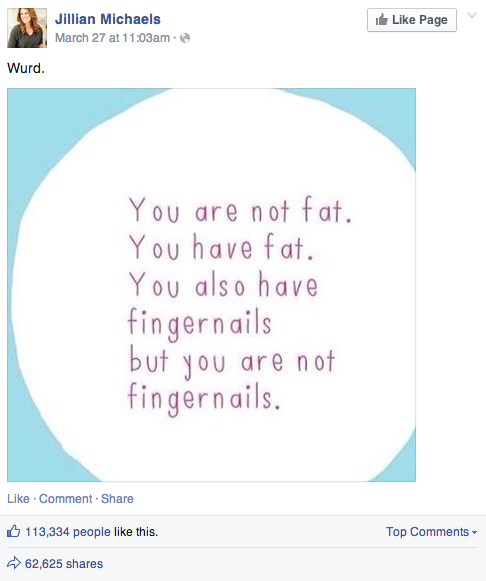 jillian michaels facebook post