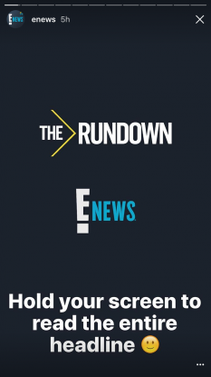 E News instagram story