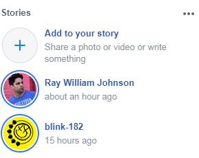 An example of the Facebook "Stories Row" feature