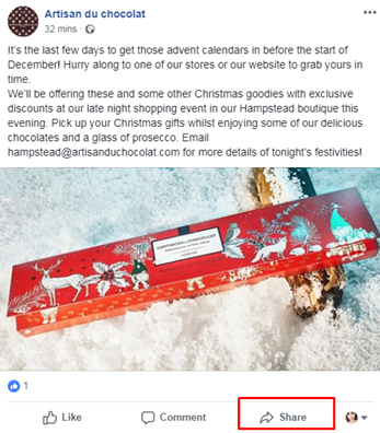 esempio di condivisione su facebook​​ 