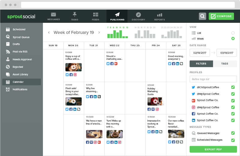 Sprout's social scheduling calendar