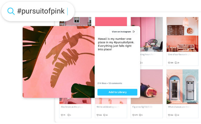 UGC search on later with the hashtag #pursuitofpink