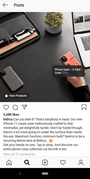 native Instagram shopping allows customers to access product pages directly through Instagram tags