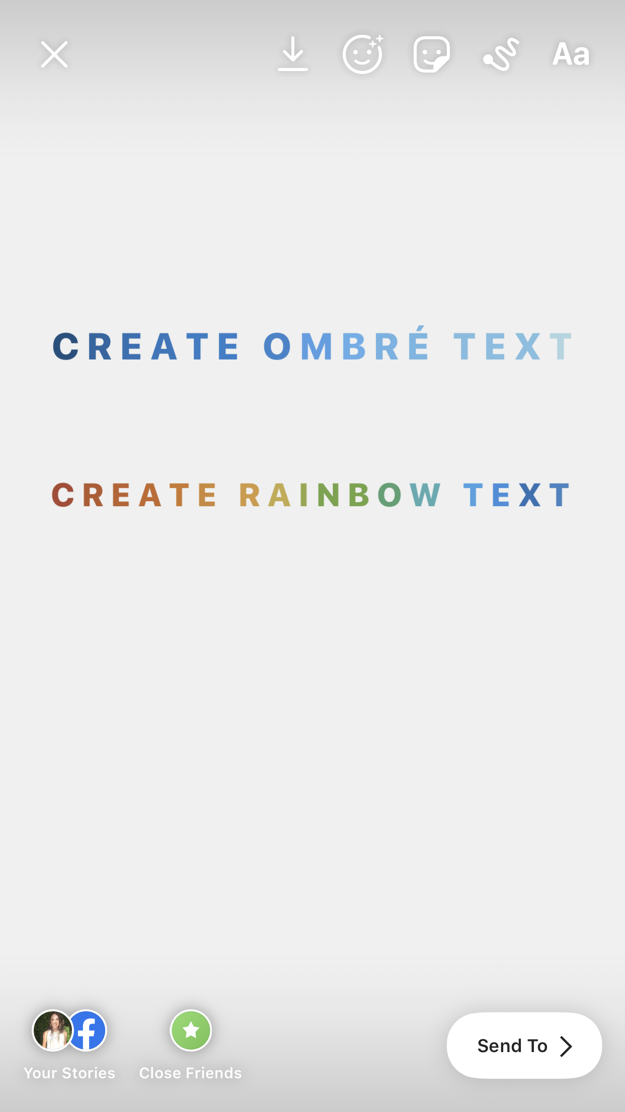 instagram hacks - create ombré or rainbow text