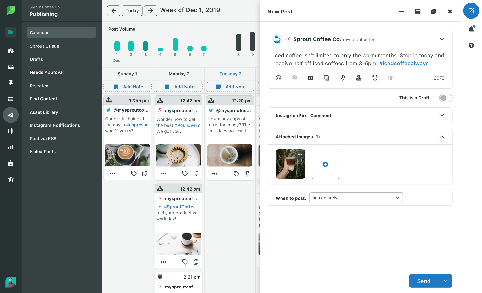 PI Publishing Calendar Week Compose Instagram - 12 Little Known Instagram Hacks Brands Must Try