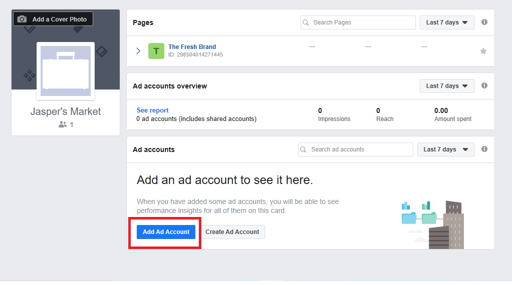 add account button on facebook business manager