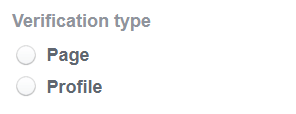 Field to choose Facebook verification type
