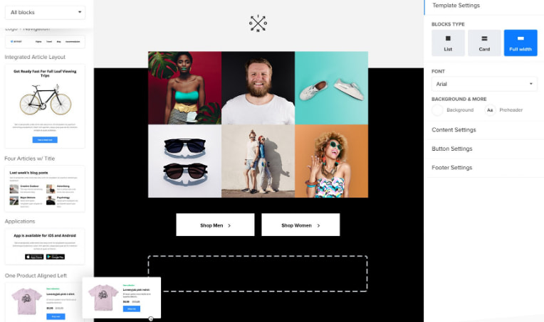 MailerLite email customizer