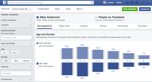 graphic of facebook audience insights feature