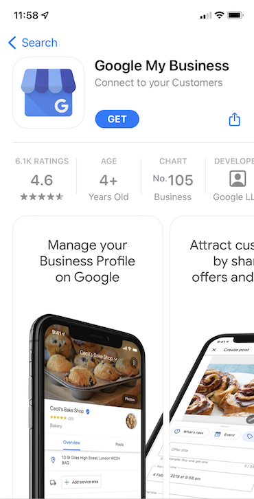 Download the Google My Business app from your preferred app store.