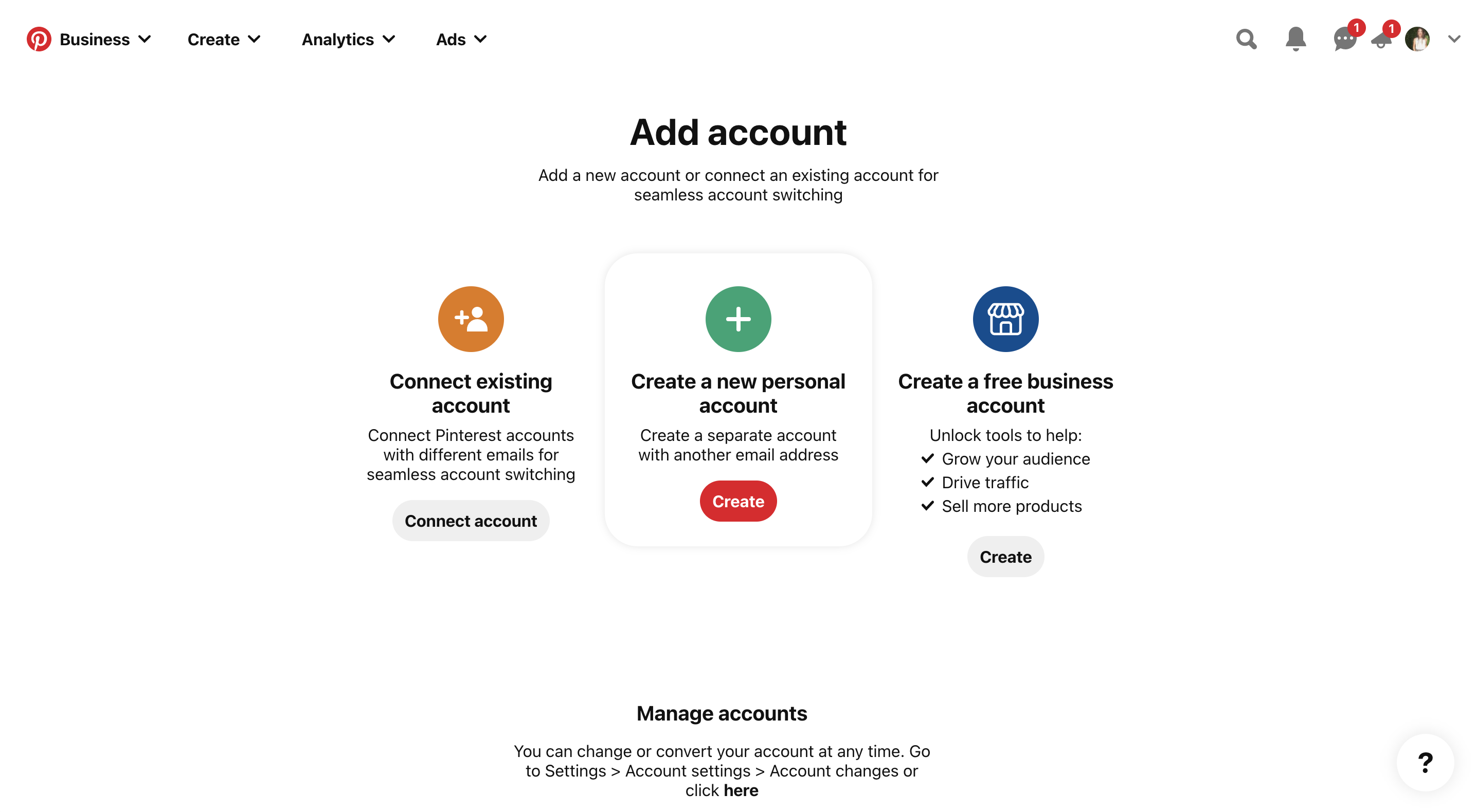 pinterest business account login