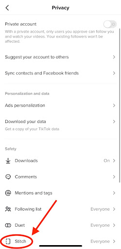 Click on Stitch in Settings