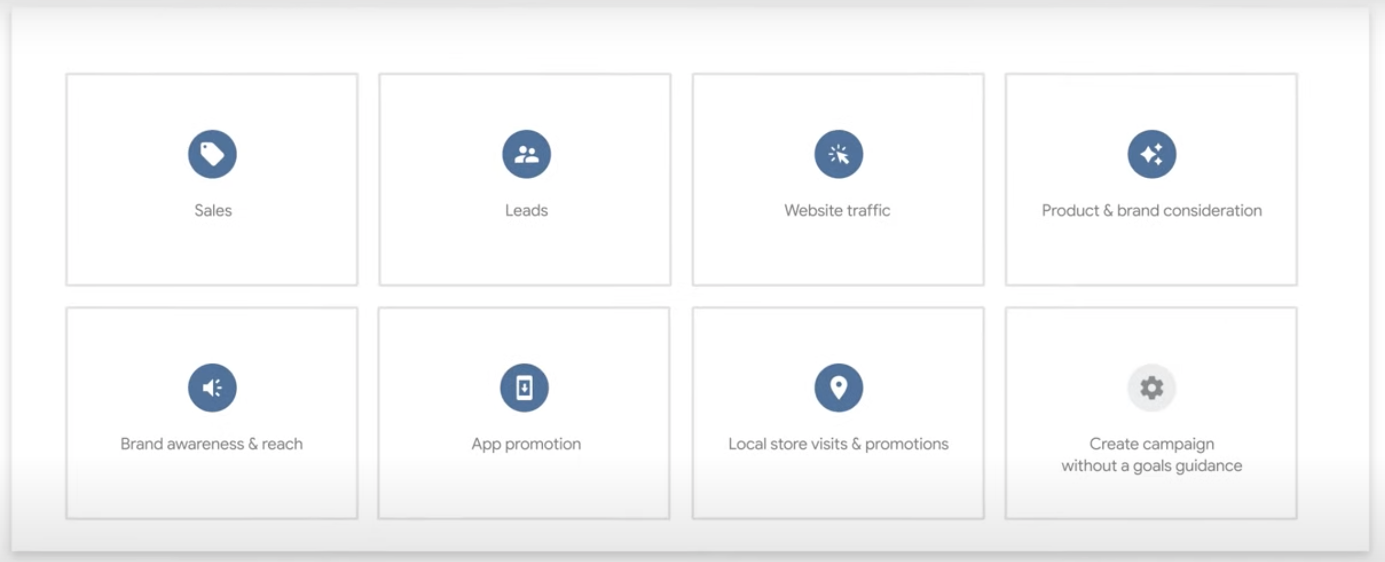 Screenshot of 8 target options for your YouTube ad.