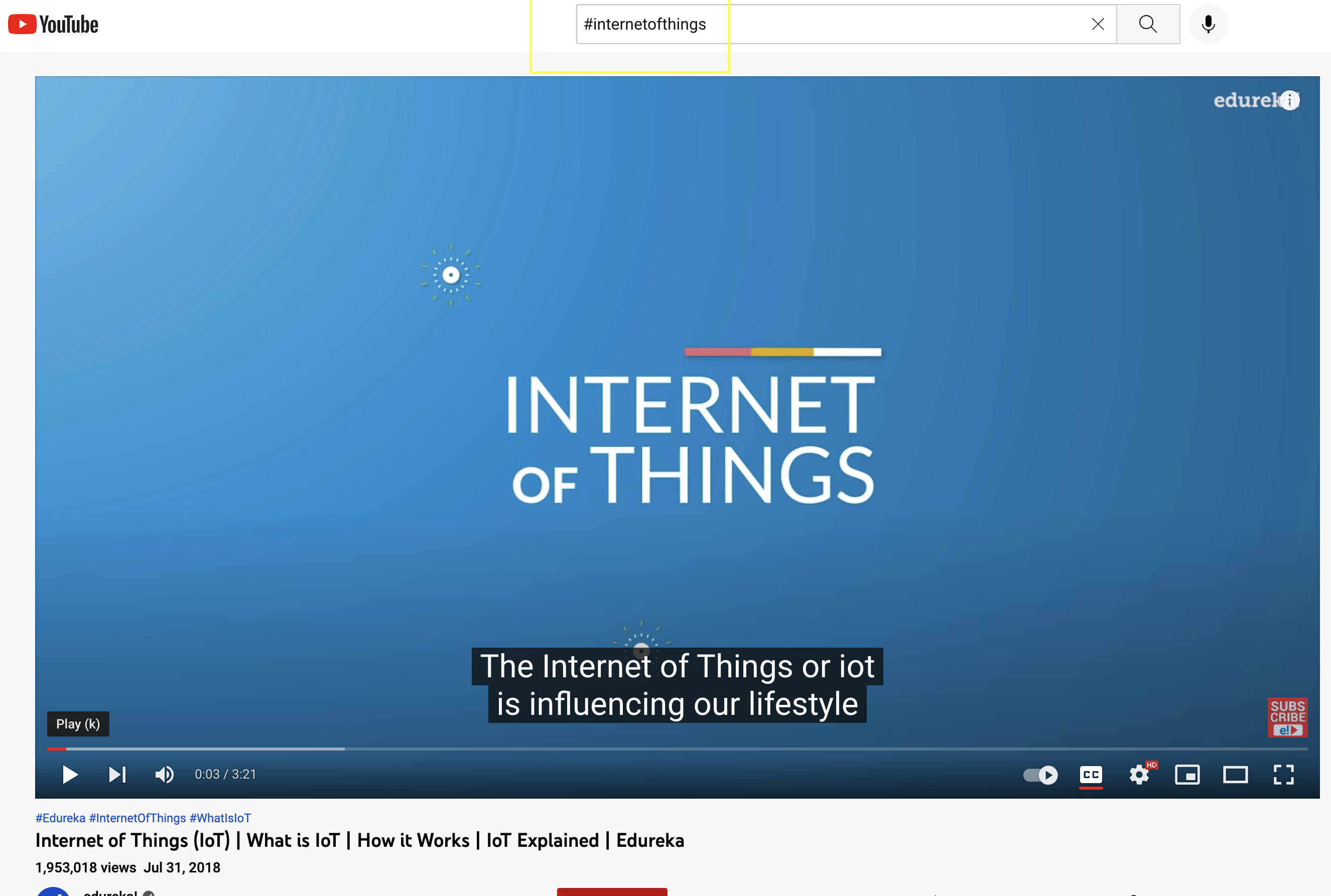 internet of things youtube hashtags