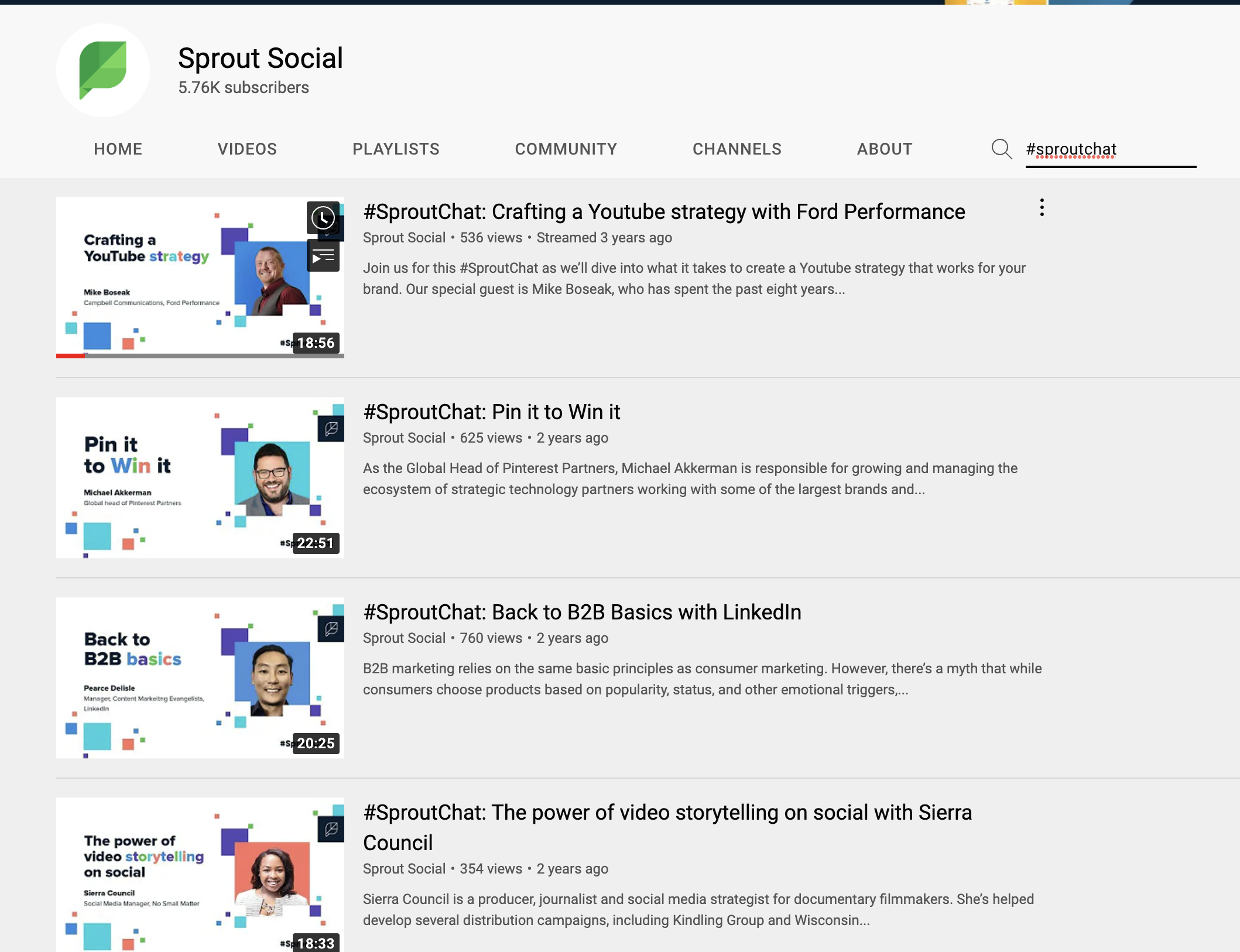 #sproutchat youtube