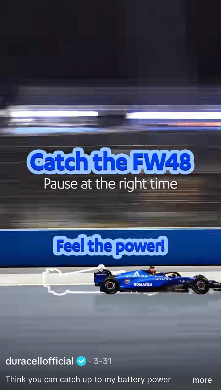 TikTok post from Duracell, featuring an interactive game with the Duracell bunny