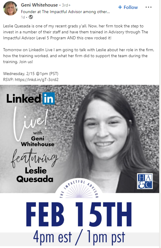 interview promotion for linkedin live