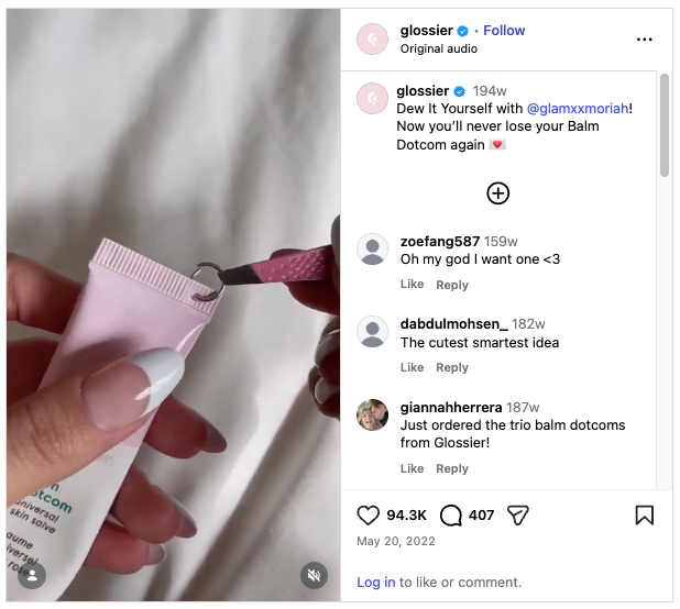 Glossier Instagram Reel in two parts; this is the second part of the "Dew it Yourself" series.