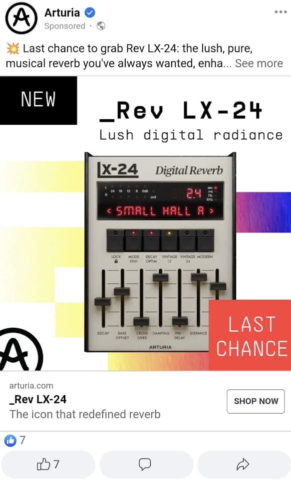 example of a static photo advertisement on Facebook