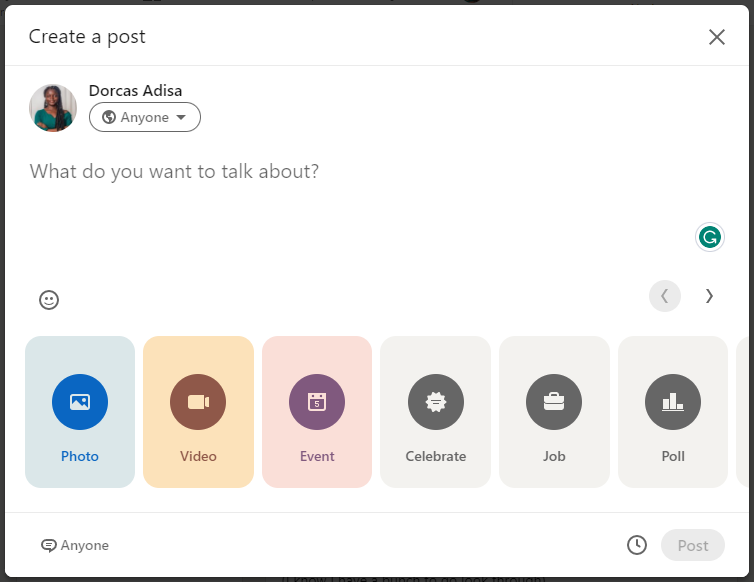 linkedin native create a post feature and scheduler