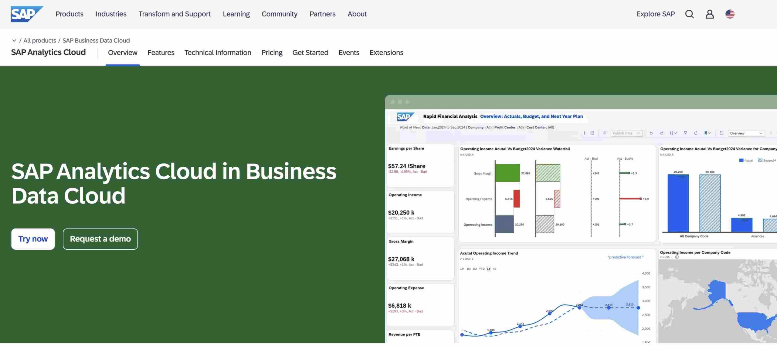 SAP Analytics Cloud Homepage Screenshot
