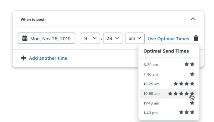 Sprout Social Optimal Send Times screenshot