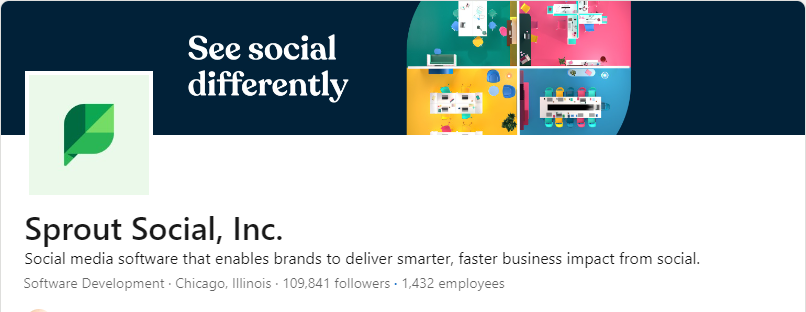 Sprout Social's LinkedIn logo and tagline