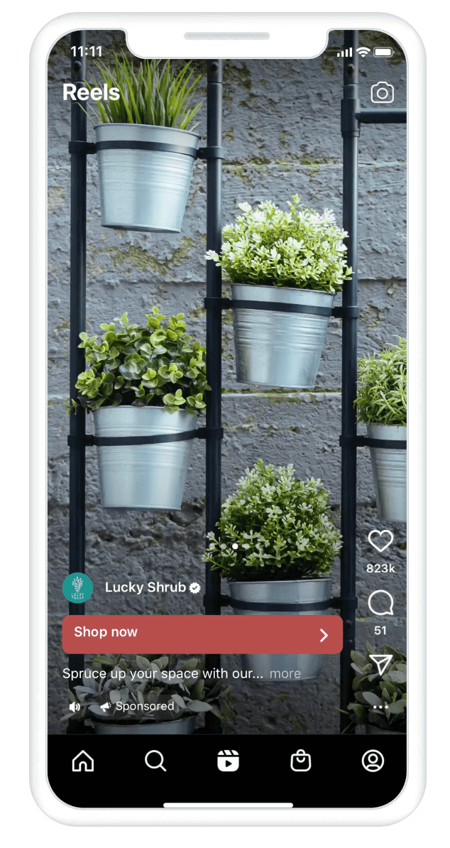 An Instagram carousel Reel ad displayed on a mobile device.