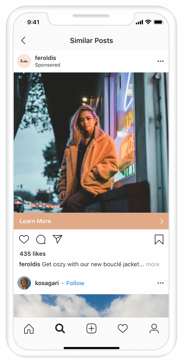An Instagram explore image ad displayed on a mobile device.