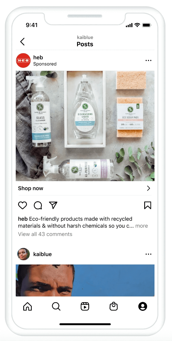 An Instagram profile feed image ad displayed on a mobile device.