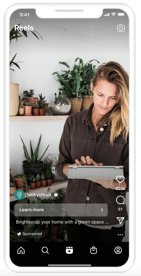 An Instagram reel image ad displayed on a mobile device.