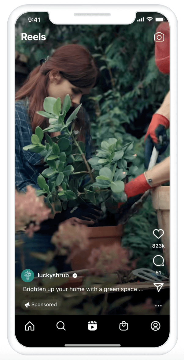 An Instagram reel video ad displayed on a mobile device.