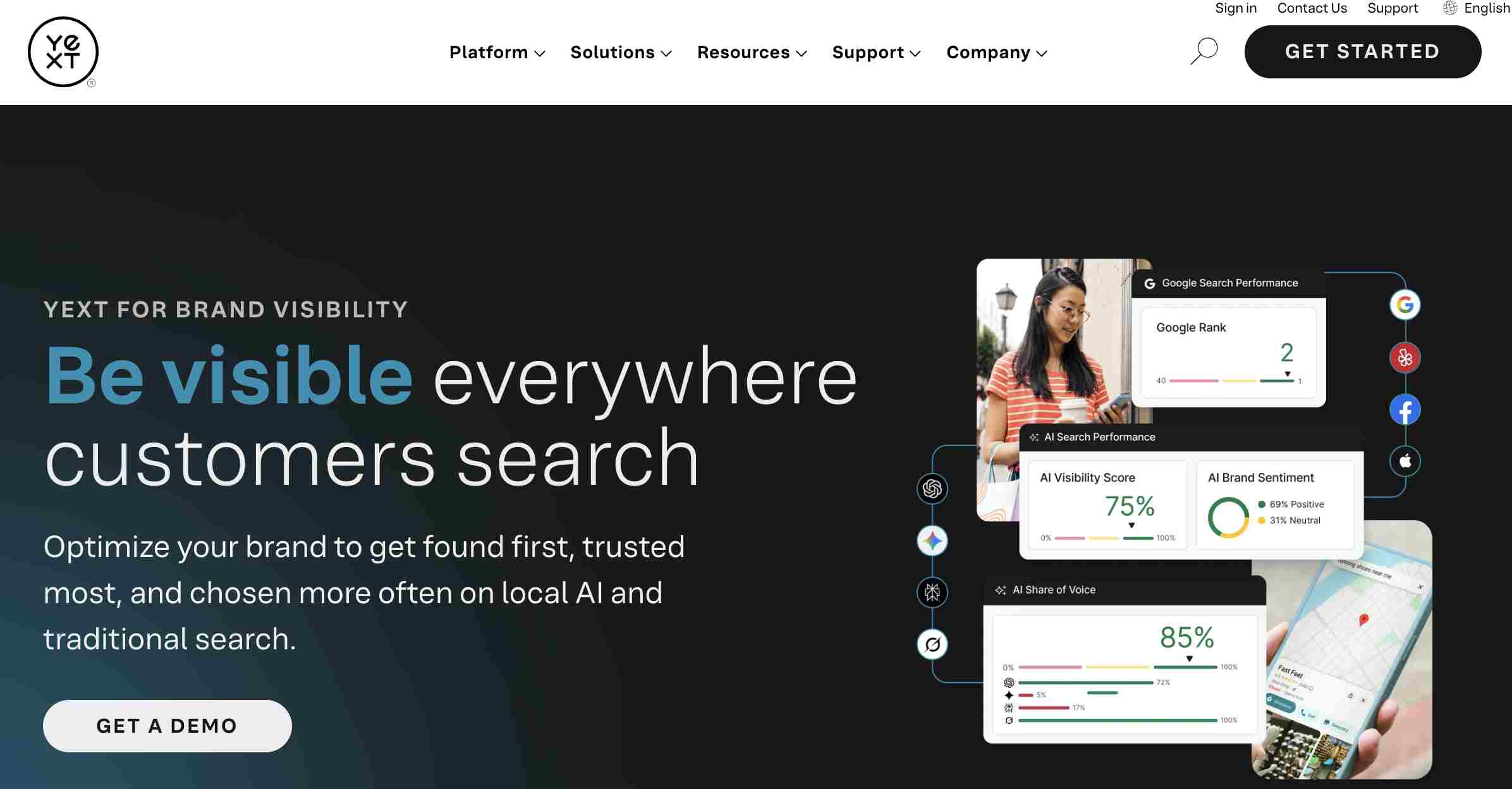 Yext Reputation Management Software Homepage