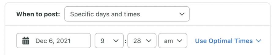 Screenshot showing how to choose days you want to schedule your tweet using Sprout Social.