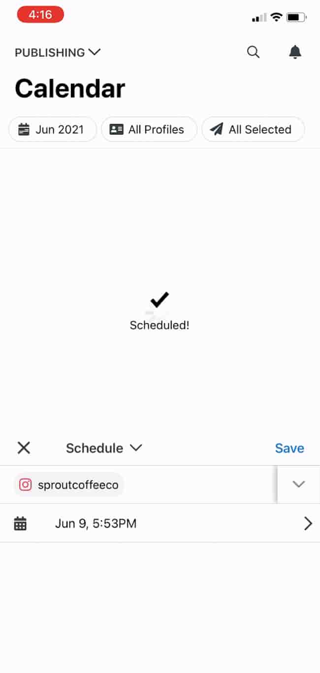 how to regram in Sprout mobile app
