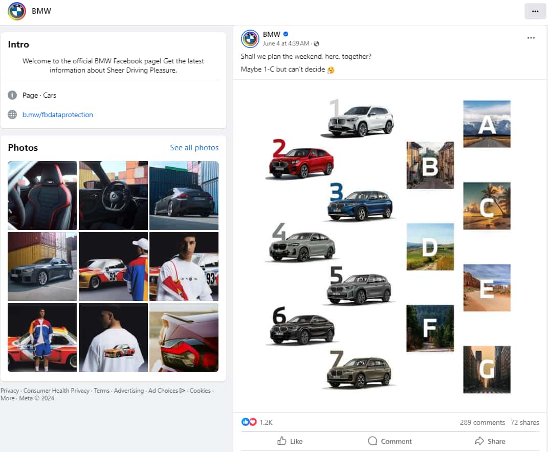 bmw facebook marketing example