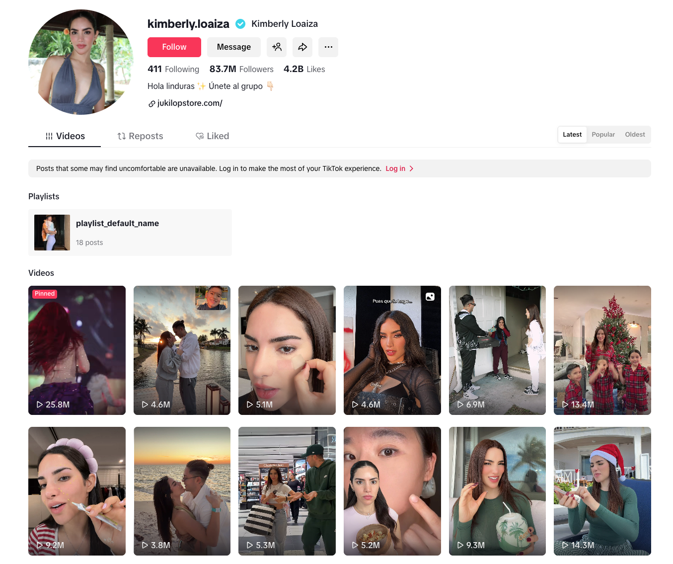 Kimberly Loaiza's TikTok profile.
