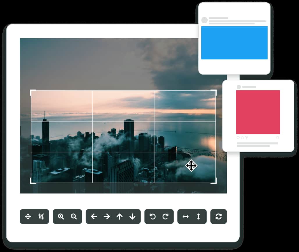 photo of a city with a cropping tool highlighting the center of the image