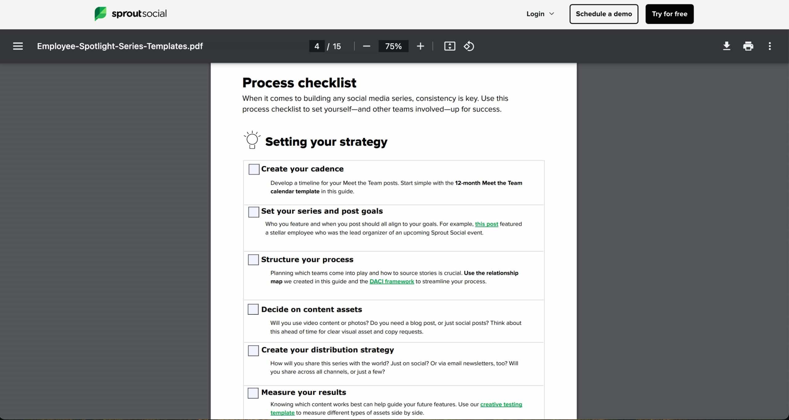 The employee spotlight series workbook PDF.