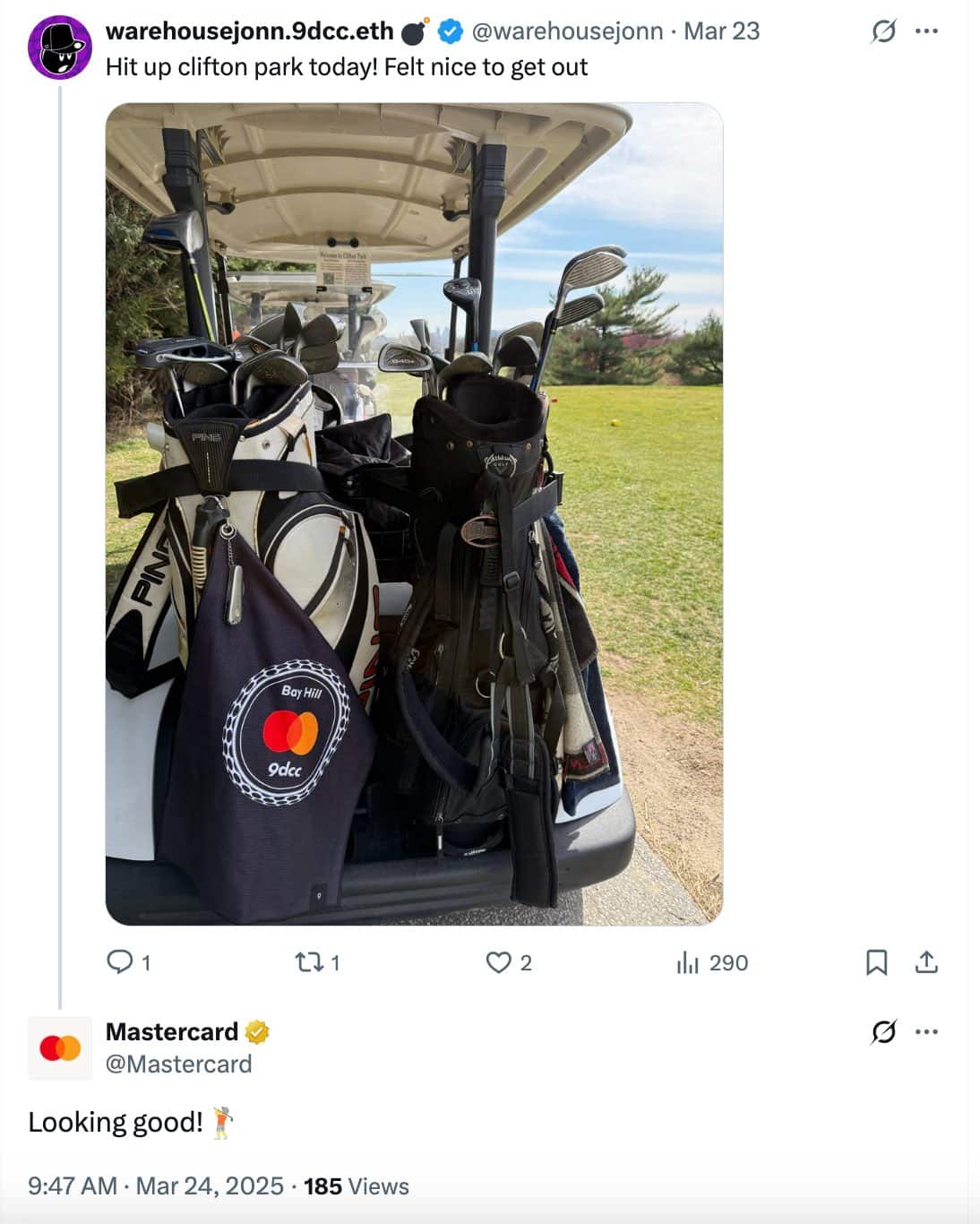 Mastercard engaging with a user on X