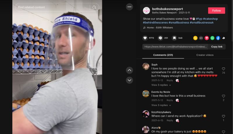 Beth’s Bakes in Newport shares BTS videos with its TikTok audience, giving the full rundown of the bakery space and workers