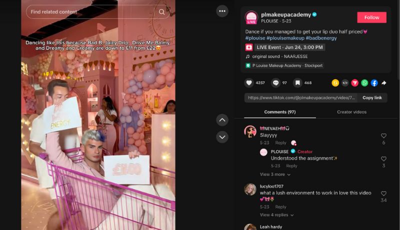 P Louise Makeup Academy often has its staff go rogue on TikTok, letting them create vibrantly fun and outrageous content