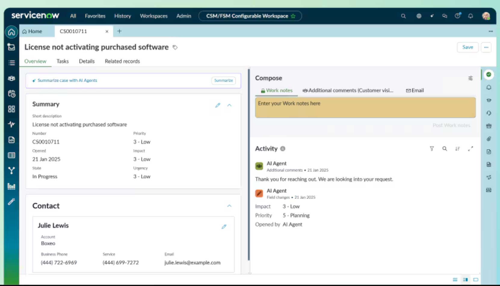 Agent workspace in ServiceNow