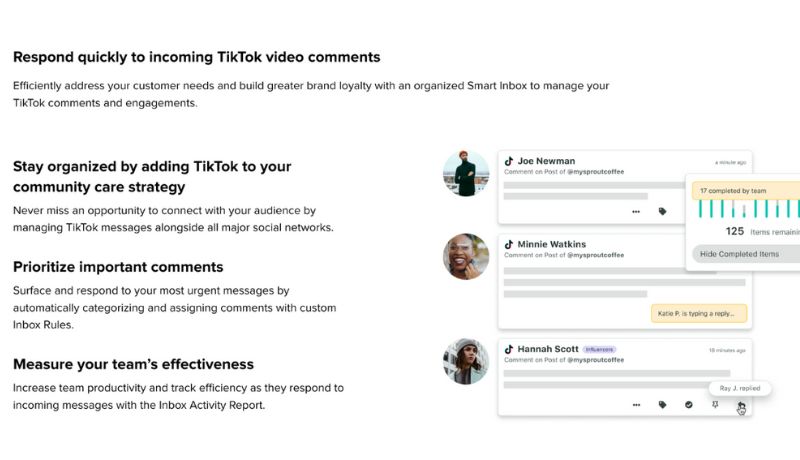 Sprout Social’s TikTok Analytics allow you to stay on top of important comments, messages and engagements