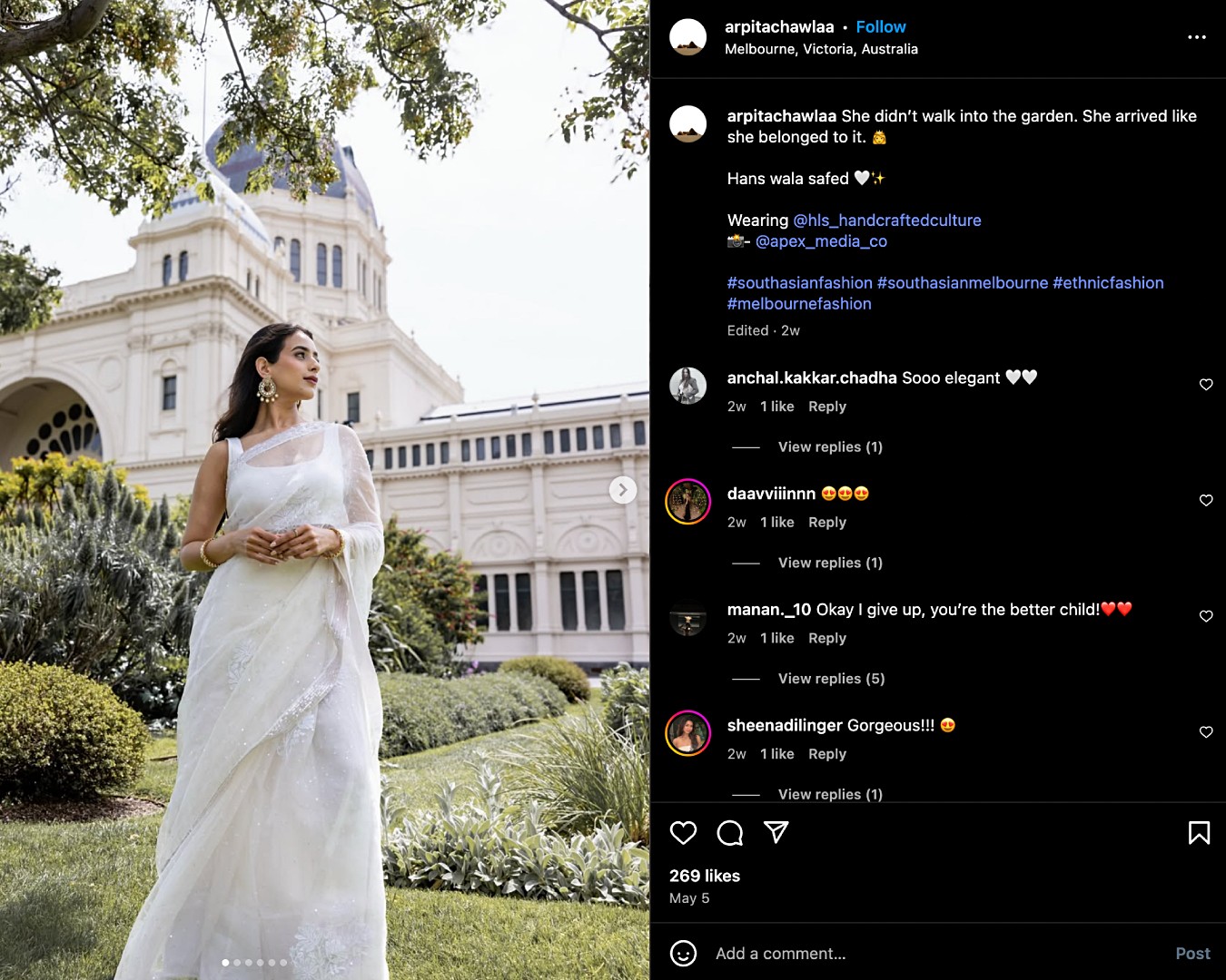 Screenshot of Arpita Chawla’s bridal modelling carousel on Instagram