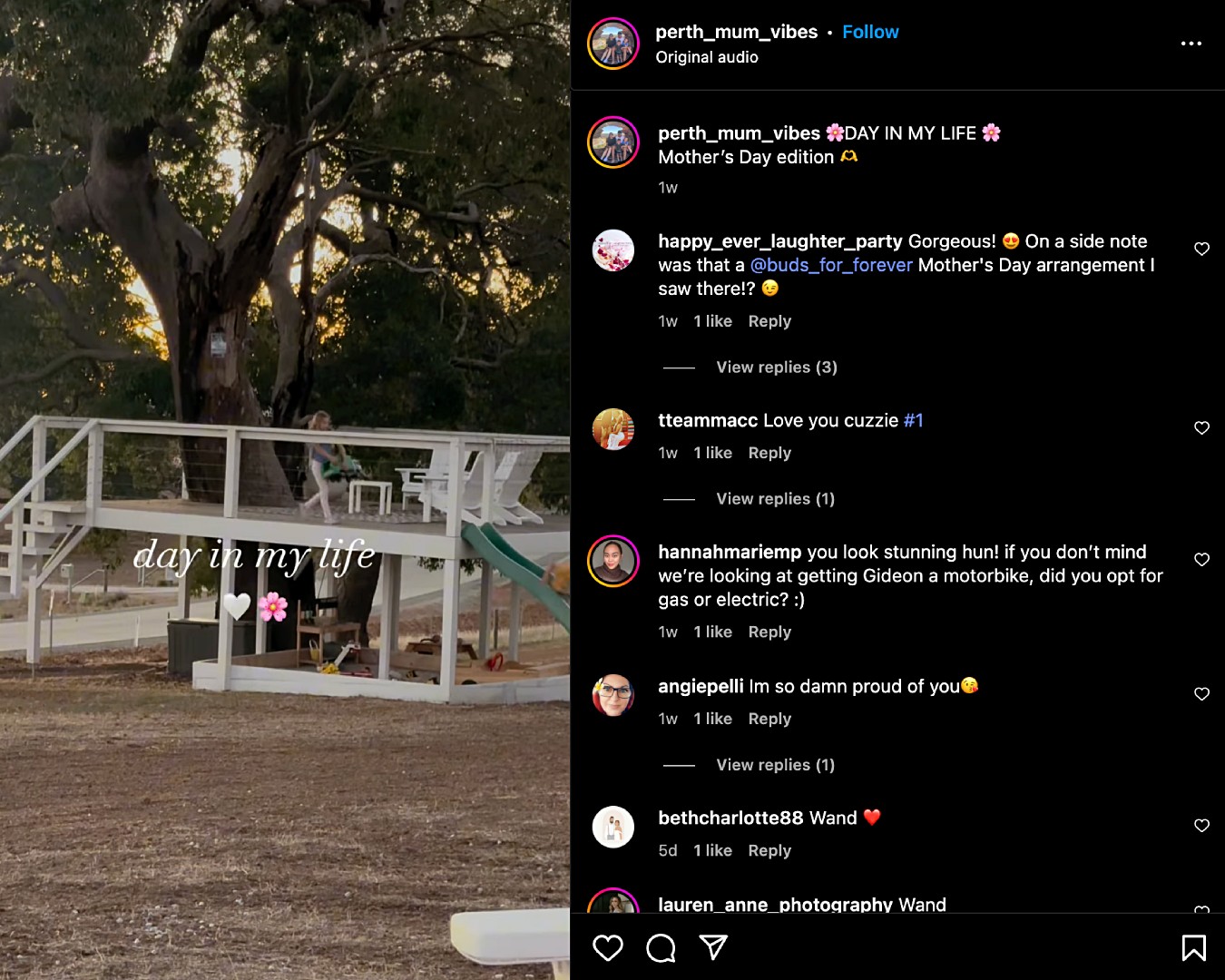 Screenshot of Keli Mackean’s Day In The Life Reel on Instagram