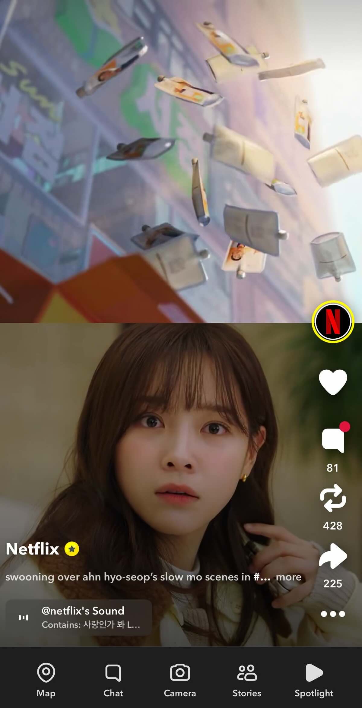 A Snapchat Story from Netflix promoting its show KPop Demon Hunters.
