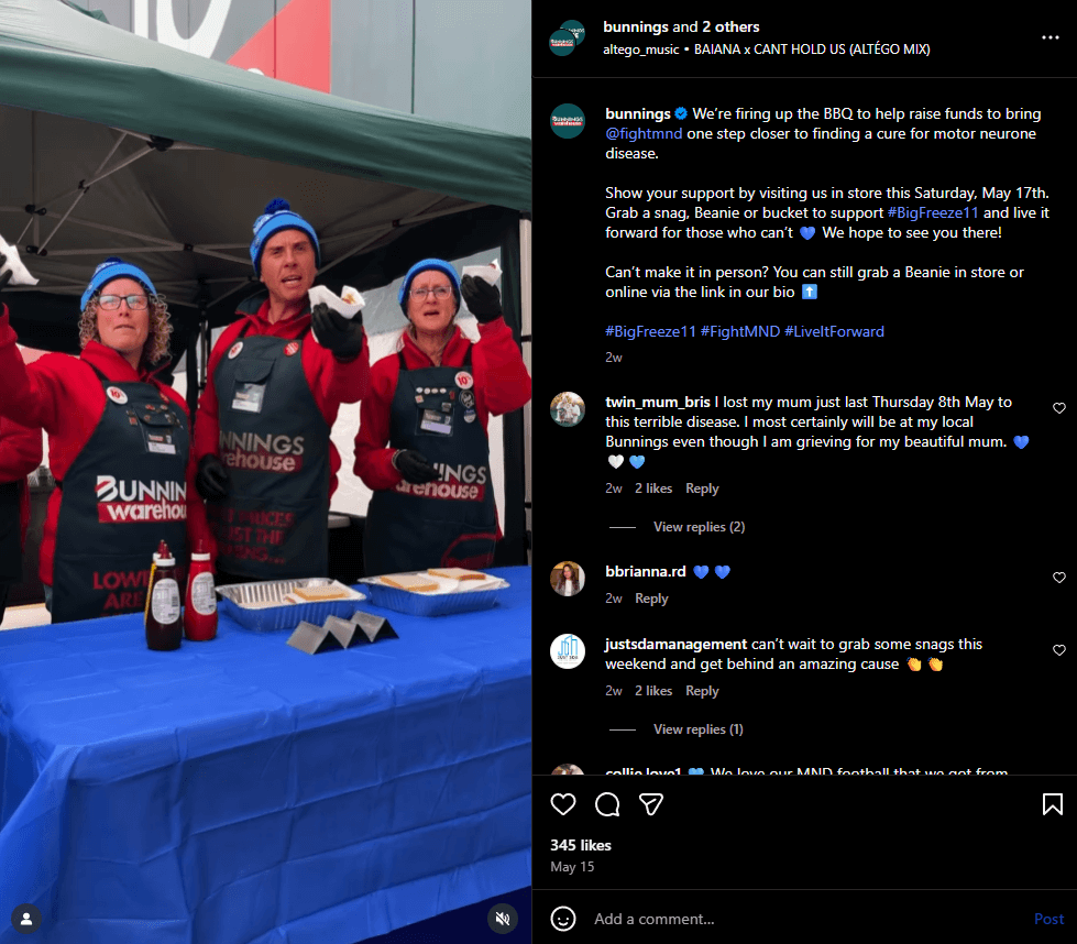 Bunnings spotlighted its team members as they raised money and awareness for motor neurone disease.
